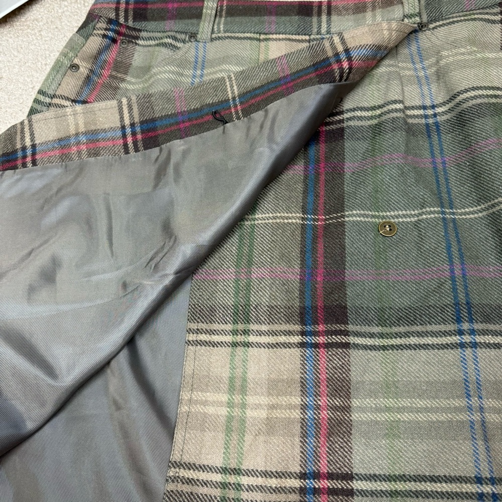 Liz Claiborne Skirt Women Sz 14 Plaid Knee Length Lined Wrap Wool Preppy - Picture 3 of 4